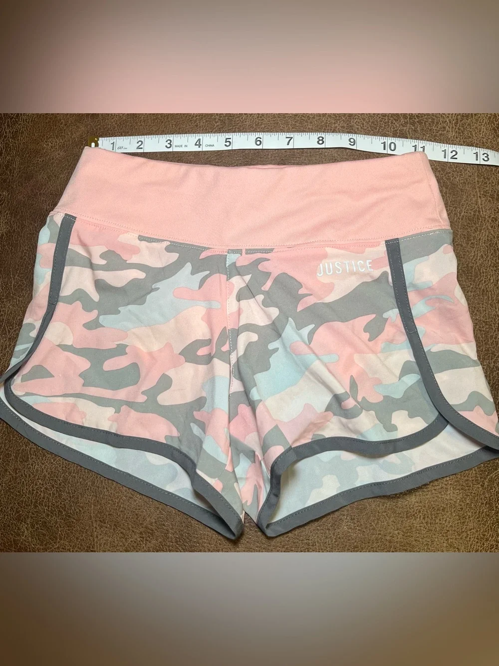 Justice Girls Pink Camo Active Running Shorts Built In Liner Size 7 NWT